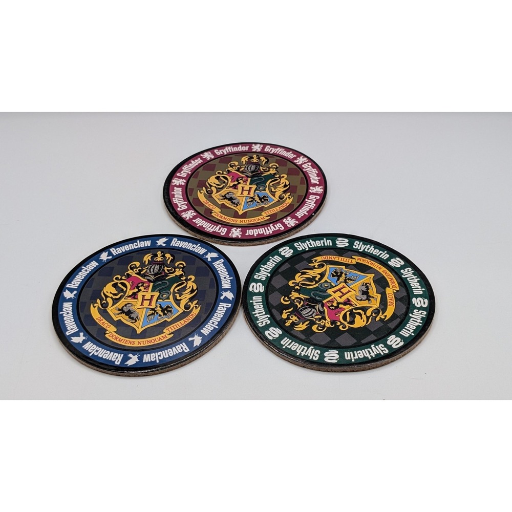 Harry Potter Hogwarts Decor, Crests Round Cork Coasters Collection Set of 3